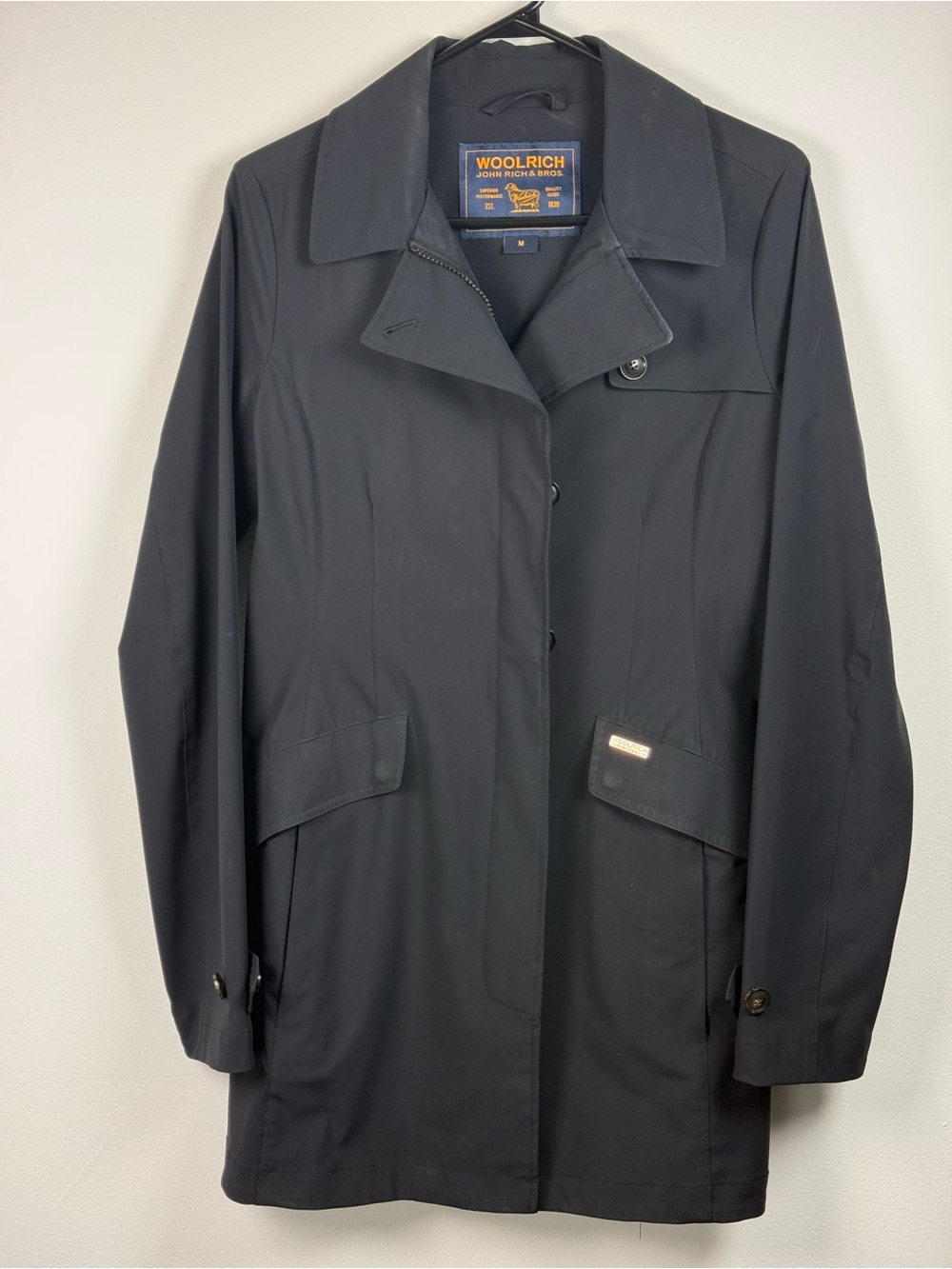 Woolrich women trench coat black size medium